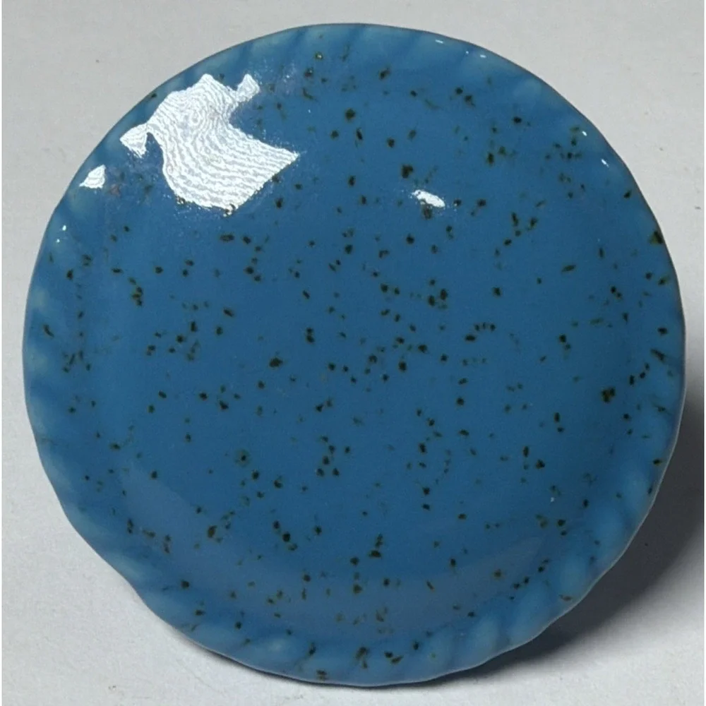 559~ Vintage Salvaged Blue With Speckle Porcelain Drawer Knob Pull 1.75